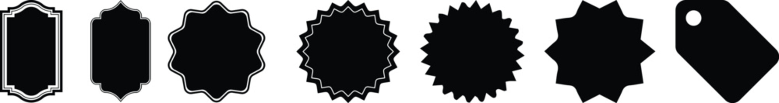 Rustic banner vector collection, vintage panel vector.Set of vintage label and badges shape collections. Vector illustration. Black template for patch, insignias, overlay.