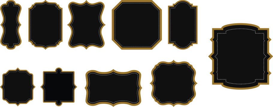 Rustic banner vector collection, vintage panel vector.Set of vintage label and badges shape collections. Vector illustration. Black template for patch, insignias, overlay.