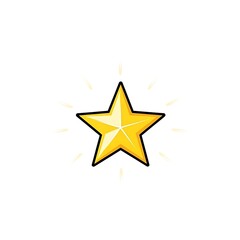 Obraz premium Shining Golden Star with Black Outline and Light Rays