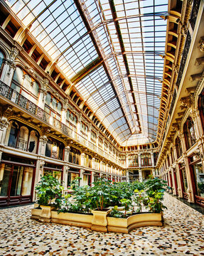 Galleria Subalpina Designed by Pietro Carrera in 1873, it is a historic shopping arcade featuring a striking iron and glass roof that fills the space with natural light,  Turin, Northern Italy, Europe