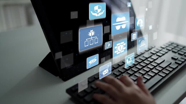 Cyber security icons show cyber attack defense, malware protection, and data security. Cybersecurity prevents hacking, ensures safety, and strengthens cyber attack resilience. Funnel