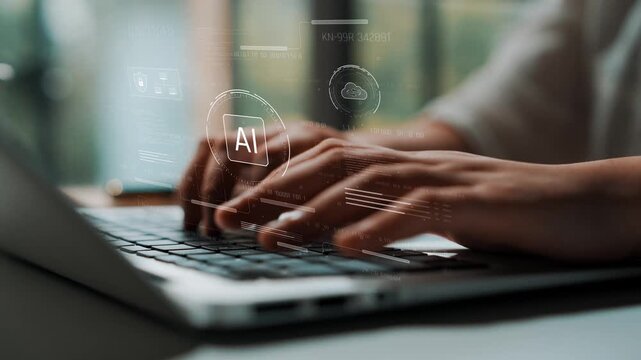 AI interface showing how artificial intelligence powers systems. AI Artificial intelligence transforms data, enables automation, and AI artificial intelligence drives innovation. Marrow