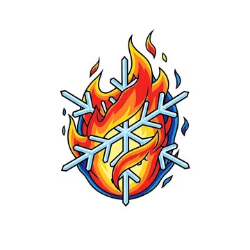 Burning Ice: Illustration of a Snowflake Surrounded by Flames