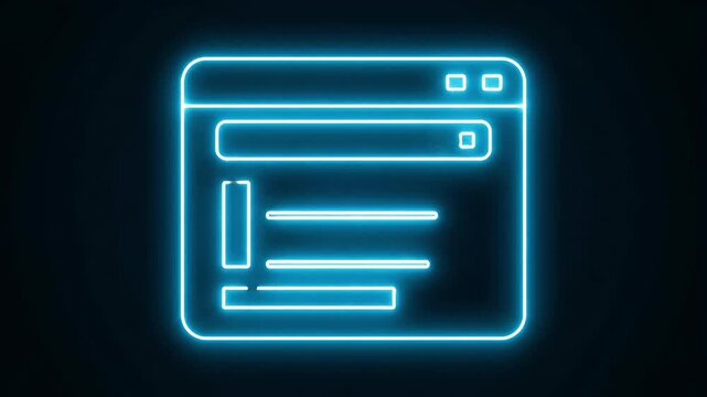 Neon Light Browser Window Animation on Dark Background.