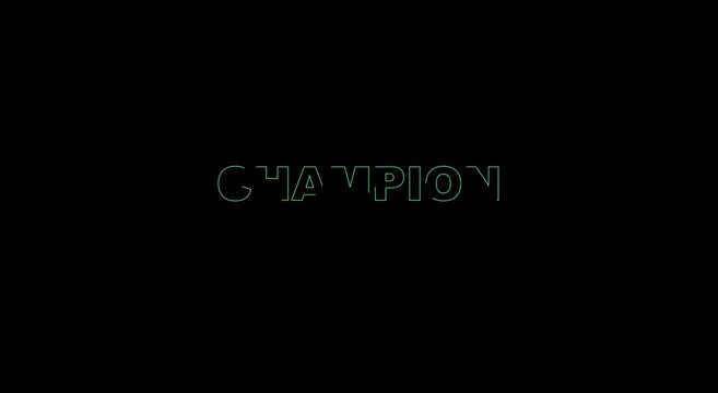 Champion neon text animation glowing green typography motion animation