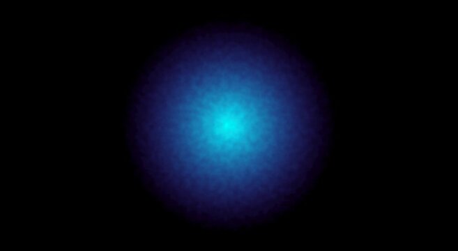 Abstract blue glowing light orb pulsing on dark background animation