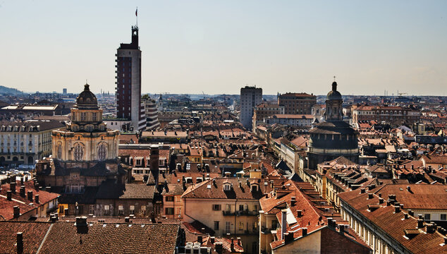 The historic center of Turin, Northern Italy, Europe