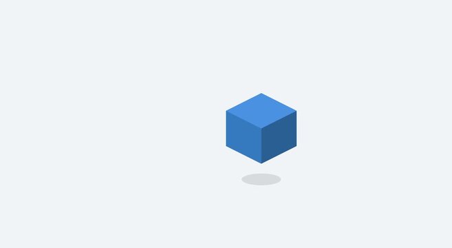 Blue floating cube animation minimalist geometric motion animation