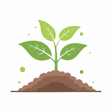 Green sprout growing from soil, symbolizing growth and nature