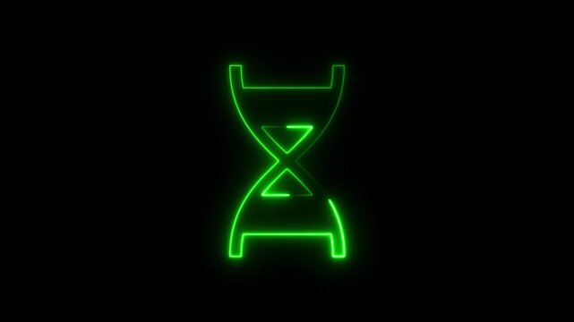 Neon Green DNA Helix Symbol on Black Background double helix