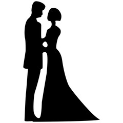 Wedding Couple Silhouette Bride Groom Romantic Black Vector Graphic for Marriage Invitations © Nd Studio 