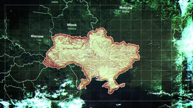UKRAINE Rotating Map Satelite Map Style