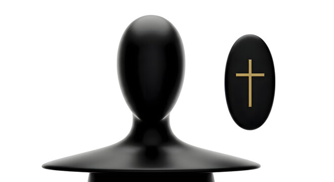 Black butt plug with gold cross on transparent background isolated on transparent background