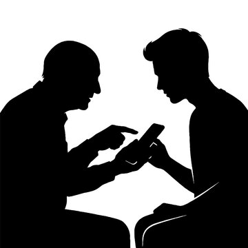 Two men looking at smartphones.