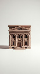 Fototapeta premium Miniature bank building on transparent background financial institution representation