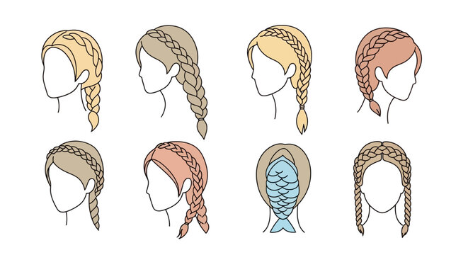 Different braided hairstyles for women.
