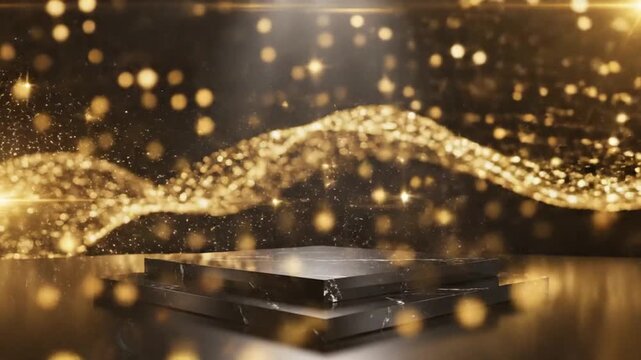 Golden digital energy wave with sparkles surrounding a USB flash drive on a dark background.