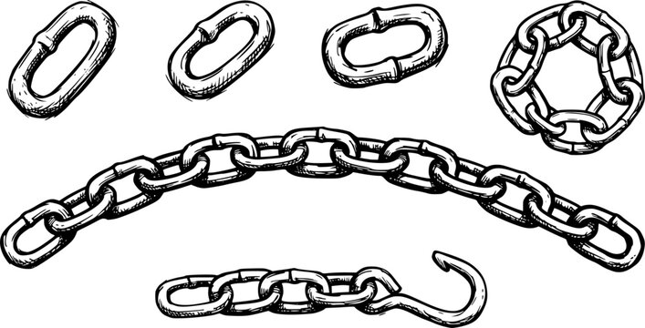 chain illustration hand drawn isolated vector
