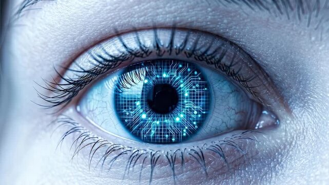 Futuristic Digital Eye - Exploring Technology and Artificial Intelligence Concepts.