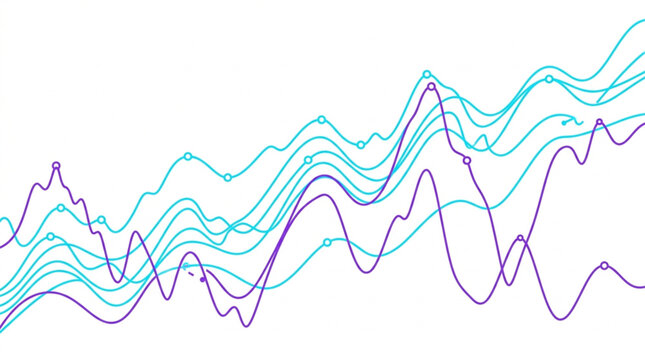 Colorful wavy lines on white background.