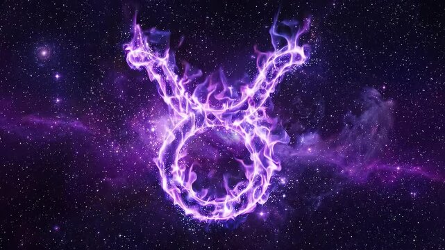 Stunning Taurus Zodiac Sign Glowing in the Dark Universe.