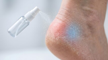 Fototapeta premium Dry cracked heel skin with moisturizing treatment concept and close-up texture of foot care problem