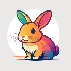 Fototapeta premium Cute Cartoon Rabbit with Gradient Fur