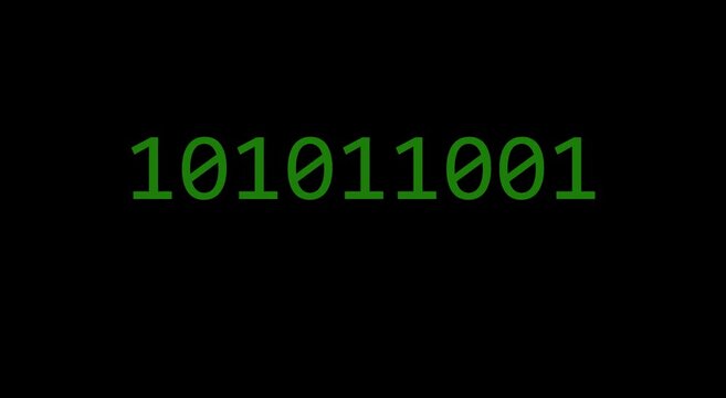 Green binary code stream digital data animation background loop