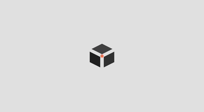Minimalist 3 d cube animation with pulsing center point motion animation
