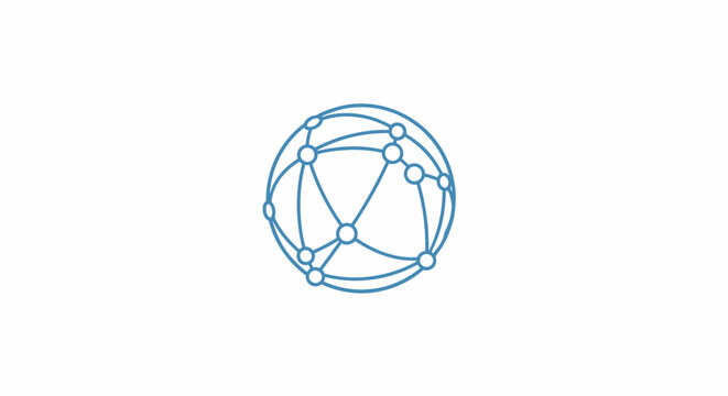 Blue Network Connection Globe Icon.
