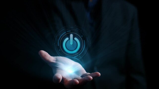 Start 2025 concept with futuristic power button symbolizing fresh beginnings, innovation, and digital transformation. Start 2025, new goals, and start 2025 initiative. Elide