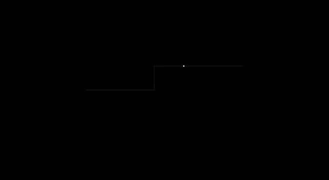 Minimalist animation white point moving along a step line graph animation