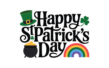 Naklejka premium A festive St. Patrick's Day celebration with a pot of gold and rainbow
