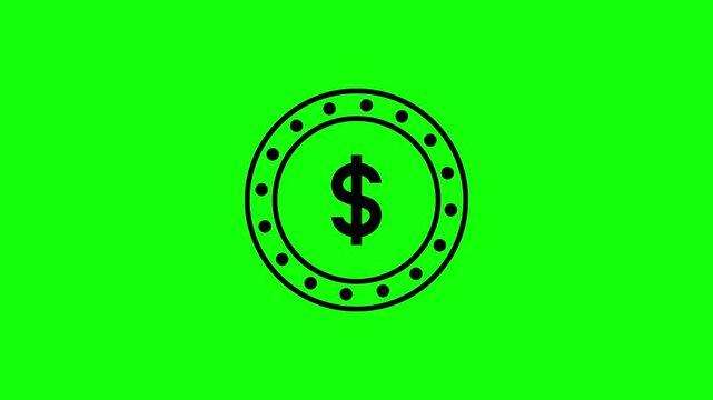 Dollar Coin Animation with Rotating Edge and Scaling Symbol for Financial Growth Business Concept