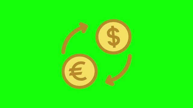 Currency Conversion Animation with Rotating Arrows for Exchange Rate Finance Trading Concept