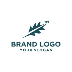 Obraz premium oak leaf plane logo vector