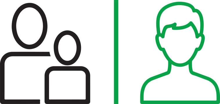 Vector user and group profile icons representing people, community, and individual accounts, ideal for web interfaces and digital design