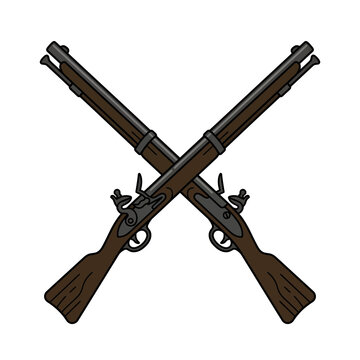 Crossed Flintlock Muskets Vector Illustration