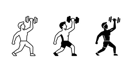 Fototapeta premium Weightlifter Silhouettes Black And White Icon Pack