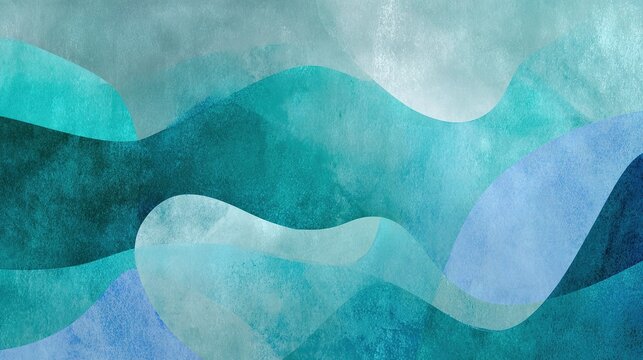 Abstract gradient background in teal and dark teal hues with soft edged white and light blue flowing shapes, uniform grainy texture, muted diffused fluid dynamic abstract composition