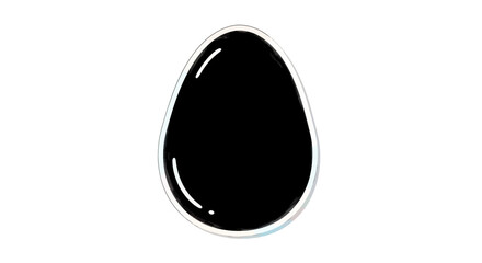 Fototapeta premium Glossy Black Egg Shape with White Outline on White Background