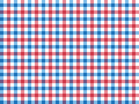 Red and blue gingham check pattern vector background. Seamless fabric style texture.
