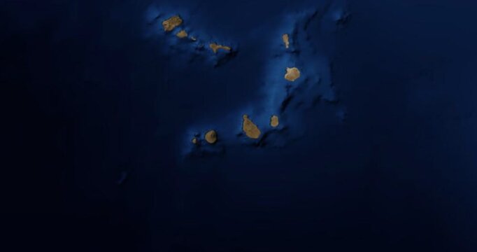 Santiago Island on Globe. Zoom into the island with Earth spinning in space. Locating position on high detail physical world map. Elements of this image furnished by NASA.