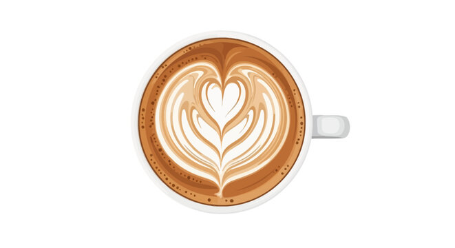 Latte art in a coffee cup with a heart shape