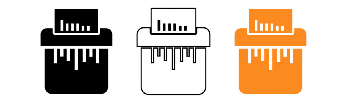 Shredder icons in black white and orange
