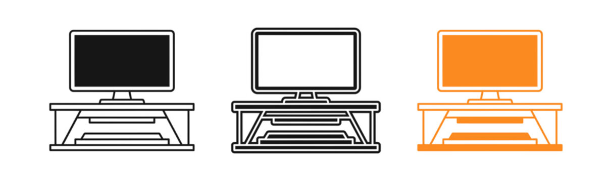 Computer monitor and tv on a stand icons