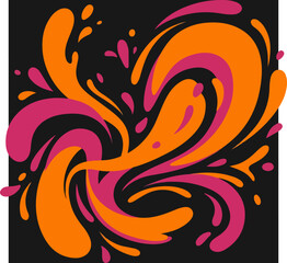 Fototapeta premium Abstract liquid splash illustration in vibrant orange and pink colors.