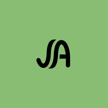 Monogram JA Logo Design Minimalist Black.