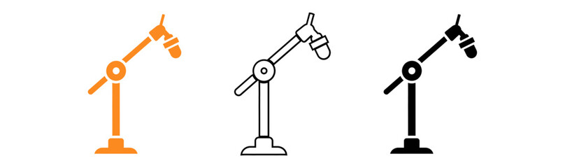 Microphone boom arm set color outline and solid black versions © Icon shop