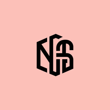 Monogram Logo Design Featuring Intertwined Letters NCS in Hexagonal Shape.